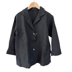   【美品】YOSHIE INABA  ヨシエイナバ　シャツジャケット　長袖　ブラック　黒　ストライプ　シアー　レディース　M〜Lサイズ　日本製【ZY10】のサムネイル