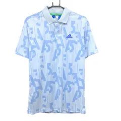アディダス 半袖ポロシャツ ライトブルー 総柄 ストライプ調  メンズ O ゴルフウェア adidas