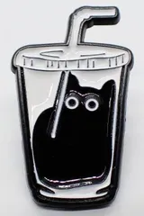 猫　ネコ　ジュース　黒猫　ピンブローチ　ピンズ　PINS　バッジ　バッヂ　アメリカン雑貨