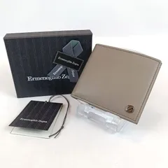 未使用 Ermenegildo Zegna エルメネジルド ゼニア 二つ折り財布 札入れ 小銭入れ無し グレージュ 箱あり メンズ レザー 高級 ブランドのサムネイル