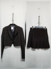 ザラ ブラウン クロップド ジャケット + ミニ スカート セットアップ