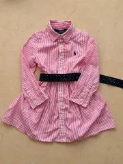 ポロ ラルフローレン ユア ピンク ストライプ シャツ ONE PIECE 2T キッズ ONE PIECE