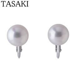 現行モデル タサキ あこや パール イヤリング 18K WG クリップタイプ 