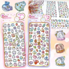 【新品】 TattiOut 2026年新型更新中 シール ぷくぷく 2枚 中実【改良を重ねた 10種類以上】ぷっくり 立体 シール 3D ごほうび ステッカー うるつや 手帳デコ キラキラ 推し活デコ 女の子 子供 プレゼント 可愛い 人気 TO24FD0 1