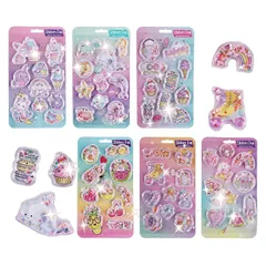 【新品】 お.しりぷにぷにシール かわいい ぷくぷく キャラクター 3D マシュマロ ふわふわ もちもち もっちりスクイーズ ステッカー デコレーション (ウォーターシール6枚セット(動物とフードミックス)) 1