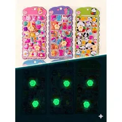 【新品】 おしりぷにぷにシール かわいい ぷくぷく キャラクター 3D マシュマロ ふわふわ もちもち もっちりスクイーズ ステッカー デコレーション (蓄光肉球６枚セットアニマル01シリーズ) 1