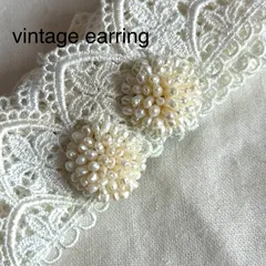 A04010ヴィンテージ つぶつぶ淡水パールのサークルイヤリング