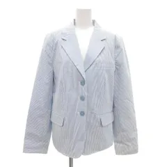 attention テーラードジャケット 12 水色 白 ホワイト ストライプ柄 /NL ■GY58