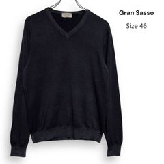 極美品 グランサッソ 別注 ムッシュニコル Vネックニット 46 ボルドー 