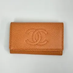 CHANEL ココマーク キーケース6連 SV金具 キャビアスキン オレンジ