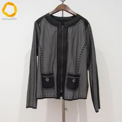#anc ヒロコビス HIROKO BIS ジャケット 13AB 黒 グレー ジップアップ ノーカラー 柄 日本製 タグ付き 美品 レディース [975916]のサムネイル