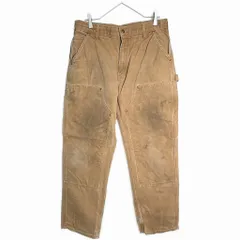 USA製 Carhartt カーハート ダック ダブルニー ペインターパンツ ライトブラウン(メンズ W34 L32)中古 古着 X7276