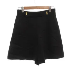 クミキョク 組曲 KUMIKYOKU ショートパンツ ハーフ 1 黒 ブラック 金ボタン フレアシルエット /NU ■GY59