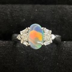 極美☆天然ウォーターオパール 豪華ダイヤモンドリング 百貨店 