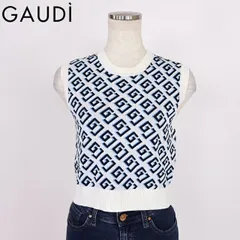 ガウディ GAUDI レディース ノースリーブニット ロゴジャガードノースリニット ブルー系（サイズ/XS/S）wg1039のサムネイル