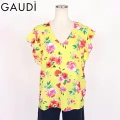 ガウディ GAUDI レディース 半袖ブラウス フラワープリントフリルスリーブブラウス イエロー系（サイズ/40/42/44）wg1052のサムネイル