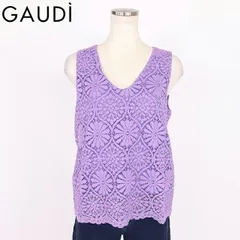 ガウディ GAUDI レディース 半袖ブラウス フラワーレースノースリブラウス イエロー系（サイズ/42）wg1051のサムネイル