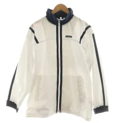 ルコックスポルティフ le coq sportif ジャケット 裏地メッシュ L ホワイト ネイビー 長袖 スタンドカラー ラインデザイン /RP ■GY58