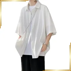 【新品】 [Anzn] シャツ メンズ 夏服 半袖 大きいサイズ 無地 カジュアル 柔らかい 軽い 薄手 ゆったり メンズ tシャツ ワイシャツ 春 夏 秋 服 人気-bai-M 1