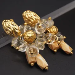 S721 イヤリング 大ぶり カラーストーン風 ゴールドカラー デザイン コスチュームジュエリー