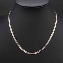 S487 ヴィンテージ 925 ITALY刻印 ネックレス スネークチェーン ゴールドカラー デザイン シルバー