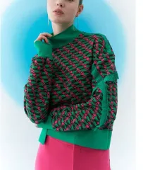 LIE SANGBONG パターン ハイネック スウェット 55 グリーン