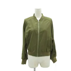 アズールバイマウジー AZUL by moussy ブルゾンジャケット 上着 ミドル丈 M カーキ 無地 ジップアップ /SY52 ■ECC001