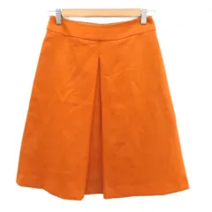 ナチュラルビューティーベーシック NATURAL BEAUTY BASIC フレアスカート S オレンジ 無地 ひざ丈 /HO28 ■ECC001