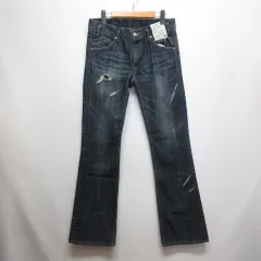 ミスターオリーブ MR.OLIVE ダメージ加工 ブーツカット デニム パンツ ジーンズ 30 インディゴ クラッシュ加工 ジッパーフライ 日本製のサムネイル