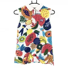 パーリーゲイツ ノースリーブポロシャツ 白×マルチカラー 総柄 パイル地 レディース 1(M) ゴルフウェア PEARLY GATES