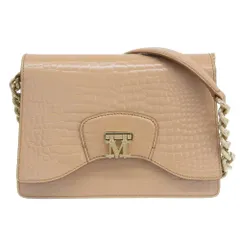 タグ付美品 マックスマーラ MAX MARA エンボス クロコダイル レザー 2way ショルダー クロスボディ バッグ ベージュ レディース 定価156200円