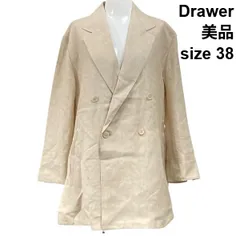 ◇ 美品 ドゥロワー Drawer リネンテーラードジャケット シルク混 ダブルブレスト 長袖  ベージュ 麻 シルク 38 M 9号 レディース S6D104のサムネイル