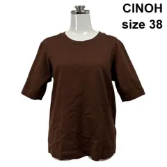 □ チノ CINOH Tシャツ トップス 半袖 クルーネック ブラウン コットン100％ 38 M 9号 レディース S6D097のサムネイル