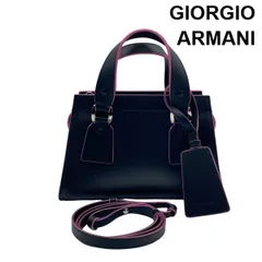 ● ジョルジオアルマーニ GIORGIO ARMANI ル サック オンズ ハンドバッグ ショルダーバッグ 2WAY 黒 ピンク カーフスキン レディース 6D182のサムネイル