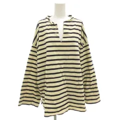 ニコアンド Niko and.. ボーダーTシャツ カットソー 長袖 スキッパー オーバーサイズ 4 紺 ネイビー ベージュ /GV ■GY53