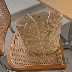 ショルダーバッグ レディース かごバッグ バケットバッグ 大容量 草編みバッグ 手編みバッグ 夏バッグ リゾートバッグ M260403-5