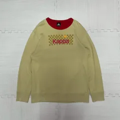 Kappa スウェット トレーナー ベージュ レッド 配色リブ チェッカー柄 ロゴ L vintage