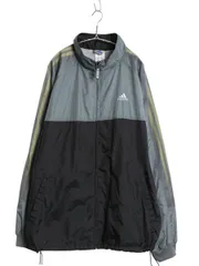 【お得なクーポン配布中!】 90s アディダス ナイロン トラック ジャケット メンズ 2XL 古着 オールド フルジップ ジャンパー ウインドブレーカー 3ライン 大きいサイズ