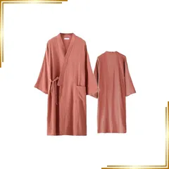 【新品】 【やさしさを上質に】 介護パジャマ 入院着 前開きパジャマ 寝巻ガウン 素肌にやさしい 男女兼用 部屋着 Wガーゼ 吸汗吸湿 (テラコッタ, XL) 0