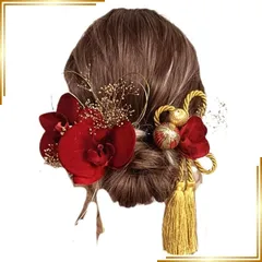 【新品】 【11点セット】髪飾り 成人式 振袖 卒業式 袴 結婚式 前撮り 謝恩会 披露宴 二次会 七五三 入学式 舞台 演奏会 パーティー お呼ばれ 浴衣 祭り デート｜豪華胡蝶蘭造花＆本物プリザーブドフラワー 水引き・和玉付きヘッドドレス｜和装・洋装兼 1