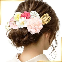 【新品】 髪飾り 8点セット アレンジ自由 成人式 振袖 卒業式 結婚式 七五三 十三詣り 袴 浴衣 Uピン ヘアアクセサリー wk-291（ピンク系） 0