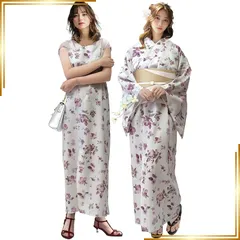 【新品】 [Aletta domani] 浴衣セット 変わり織 キャミワンピース 3点セット(羽織 ワンピース リバーシブル帯) 二部式 ２WAY セパレート 簡単 モダン かわいい 高見え オシャレ 半幅帯 古典柄 花火大会 夏祭り ホワイト ピンク 赤 0