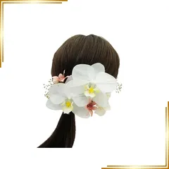 【新品】 [nuit art works] 華やか髪飾り ニュアンスカラー ウェディング 卒業式 成人式 推し活 イベント行事 文化祭 振袖 着物 卒業式 七五三 浴衣 袴 結婚式 ヘアアクセサリー (ホワイト x ピンク) 1