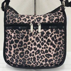 1488　LeSportsac　レスポートサック　 トートバッグ　2way　ショルダーバッグ　 ELIZE HOBO　エリーゼホーボー　ヒョウ柄　 レオパード　ベージュ×ブラック系　ナイロン　 軽量　レディース