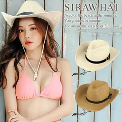 ストロー ウエスタンハット レディース メンズ 麦わら帽子 帽子 ハット ウエスタンハット テンガロンハット カウボーイ ラフィアハット つ