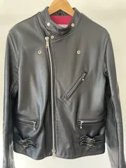 極美品！現在定価25万以上 ！ サイズ38 JAMES GROSE ジェームスグロース KANSAN JACKET カンサン ジャケット カウハイド レザー ダブル セミダブル ライダース ルイスレザー 英国製のサムネイル