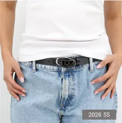 ■DIESEL ディーゼル X09716 P1245 ベルト B-1DR 25 レディース レザー オーバルDロゴ プレゼント