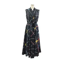 シビラ Sybilla ノースリーブ ワンピース ロング丈 柄 サイズ M ブラック レディース F-L8646