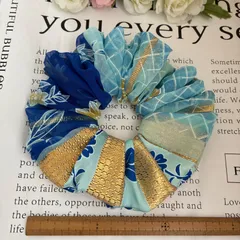 ハンドメイドシュシュ☆ブルー花柄