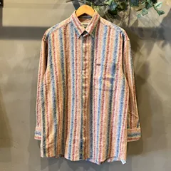 90s MISSONI SPORT ストライプ シャツ Mサイズ マルチカラー マルチストライプ 長袖